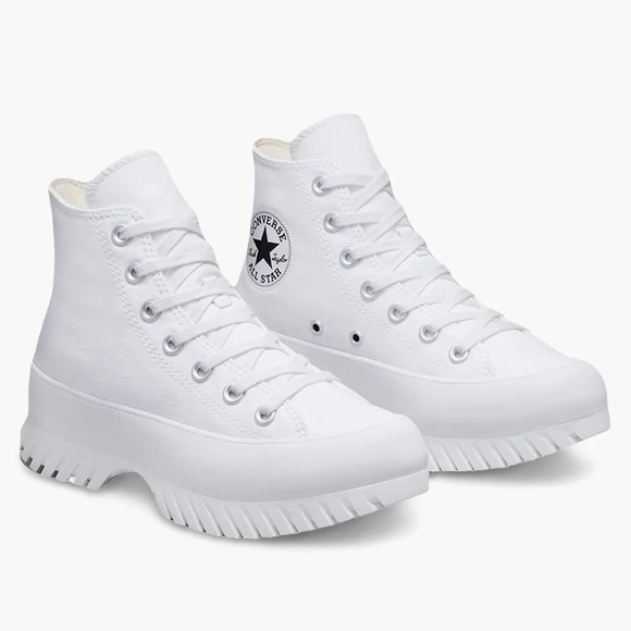 Converse Lugged 2.0 White High Top Platform Sneakers - Picture 3 of 6